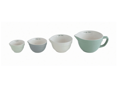 Stoneware Batter Bowl Measuring Cups - Set of 4 - Veranda Cafe & Mercantile