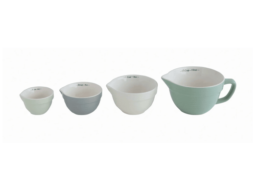 Stoneware Batter Bowl Measuring Cups - Set of 4 - Veranda Cafe & Mercantile