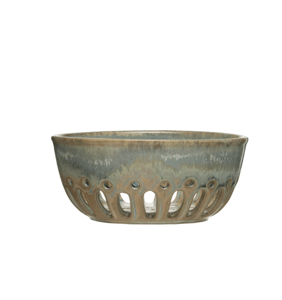 Stoneware Berry Bowl with Glaze - Veranda Cafe & Mercantile