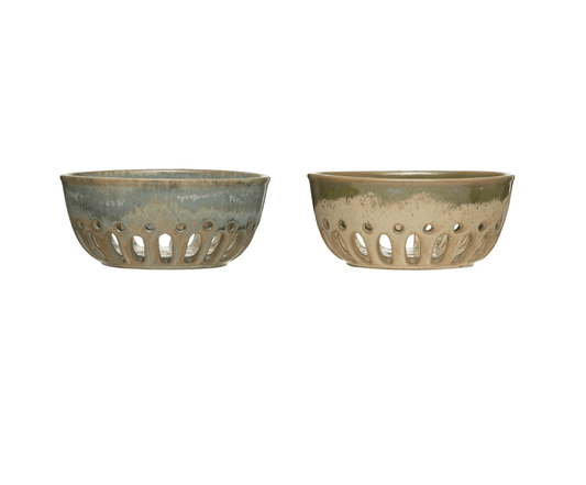 Stoneware Berry Bowl with Glaze - Veranda Cafe & Mercantile