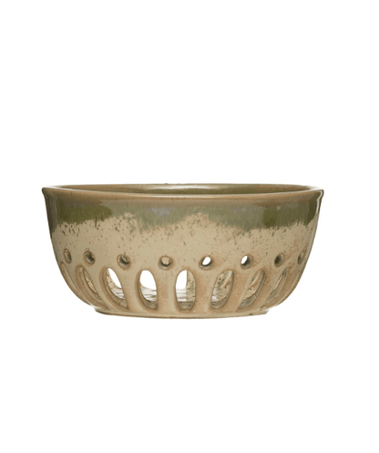 Stoneware Berry Bowl with Glaze - Veranda Cafe & Mercantile