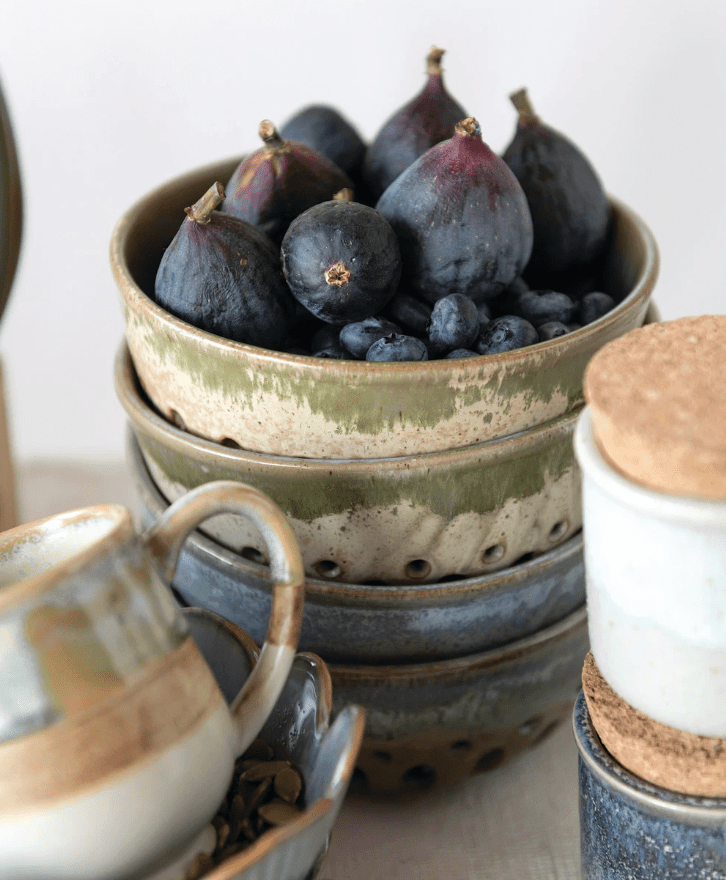 Stoneware Berry Bowl with Glaze - Veranda Cafe & Mercantile