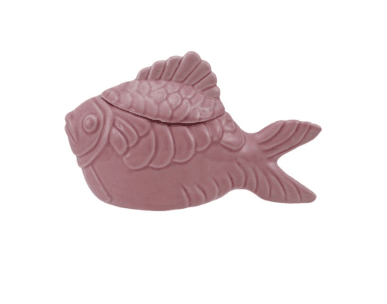 Stoneware Fish Shaped Jar - Pink - Veranda Cafe & Mercantile