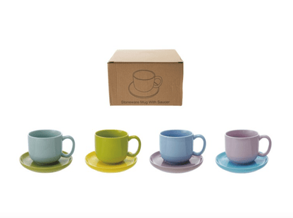Stoneware Mug with Saucer - Veranda Cafe & Mercantile