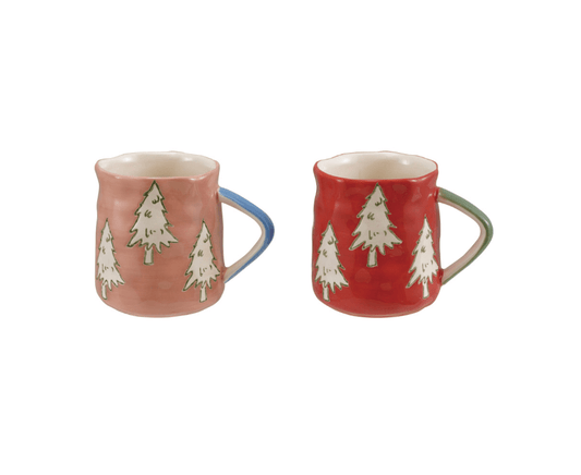 Stoneware Mug with Wax Relief Trees, 10 oz. - Veranda Cafe & Mercantile