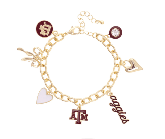 Texas A&M Aggies Enamel Icons Charm Bracelet - Veranda Cafe & Mercantile