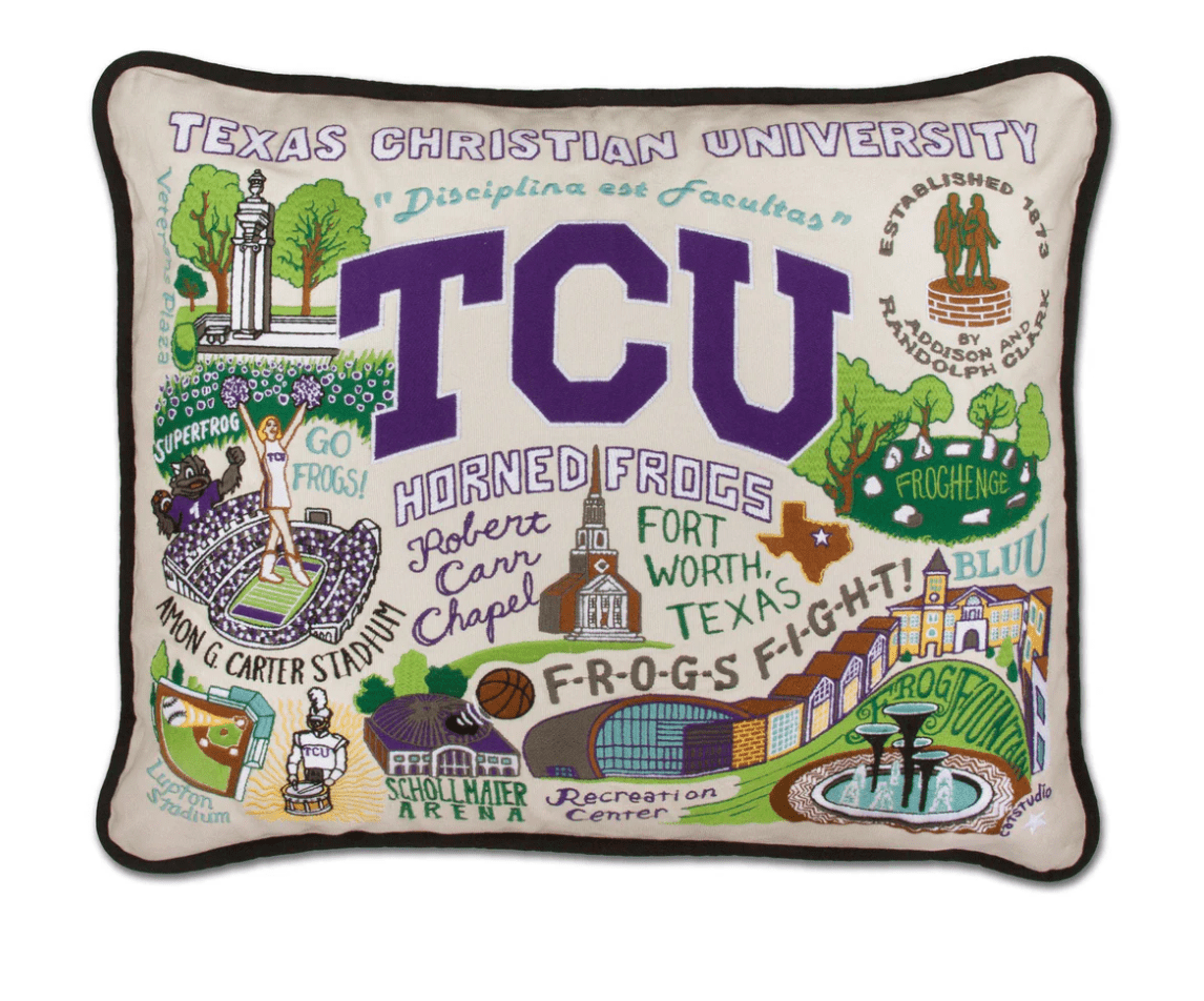 Texas Christian University (TCU) Embroidered Pillow - Veranda Cafe & Mercantile