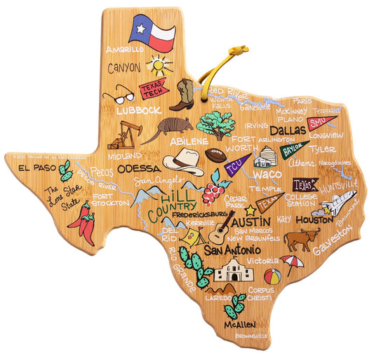 Texas Cutting Board with Artwork by Fish Kiss™ - Veranda Cafe & Mercantile