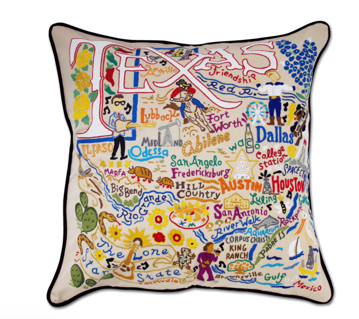 Texas Hand - Embroidered Pillow - Veranda Cafe & Mercantile