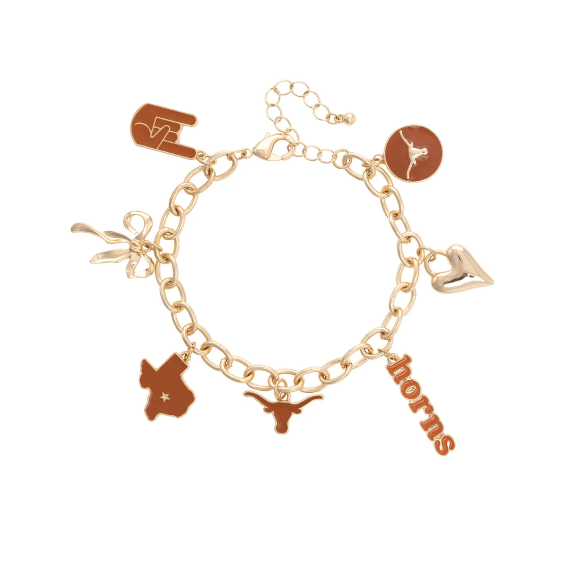 Texas Longhorns Enamel Icons Charm Bracelet - Veranda Cafe & Mercantile