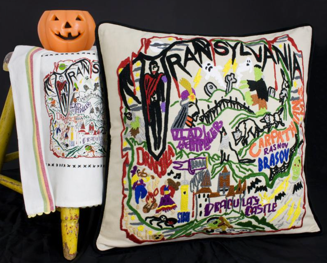 Transylvania Hand - Embroidered Pillow - Veranda Cafe & Mercantile
