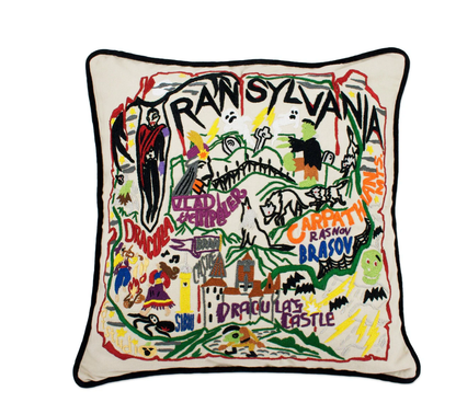 Transylvania Hand - Embroidered Pillow - Veranda Cafe & Mercantile