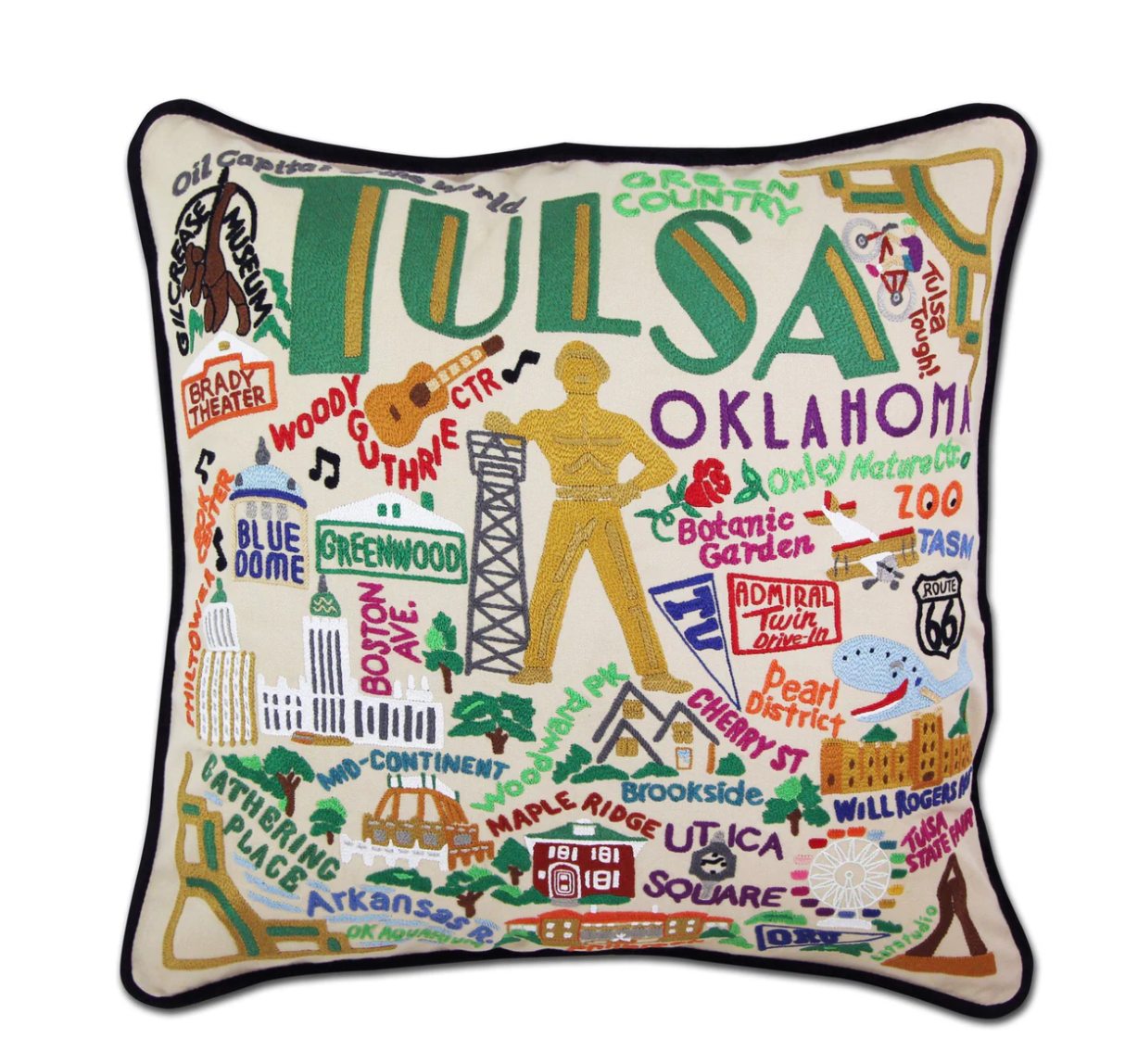 Tulsa Hand - Embroidered Pillow - Veranda Cafe & Mercantile