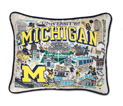 University of Michigan Embroidered Pillow - Veranda Cafe & Mercantile