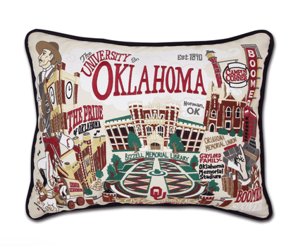 University of Oklahoma Embroidered Pillow - Veranda Cafe & Mercantile