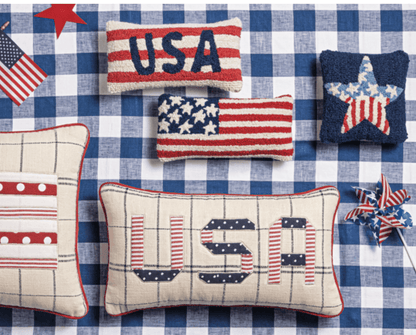 Usa Americana Hook Wool Mini Pillow - Veranda Cafe & Mercantile