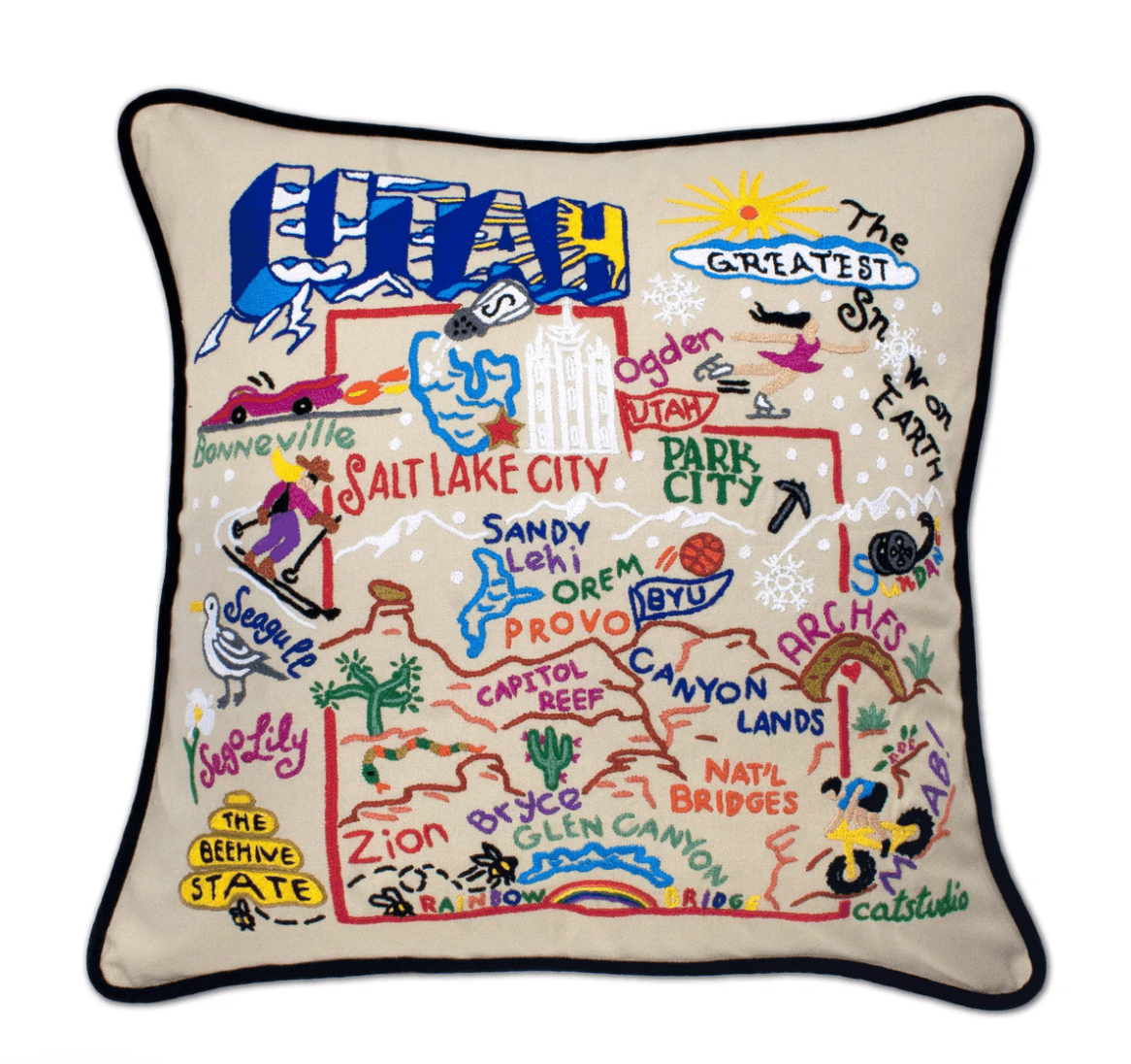 Utah Hand - Embroidered Pillow - Veranda Cafe & Mercantile