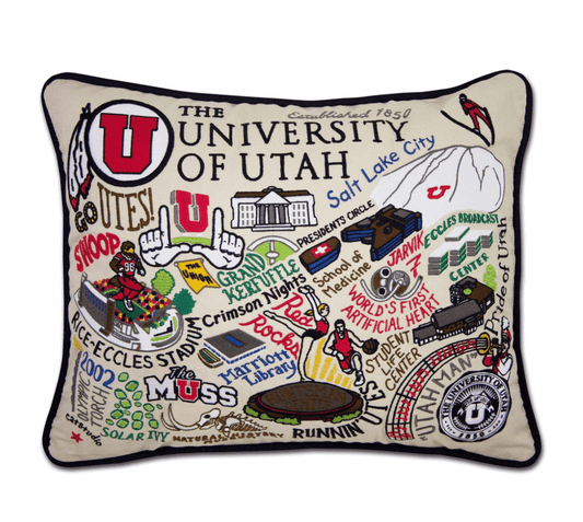 Utah, University of Embroidered Pillow - Veranda Cafe & Mercantile