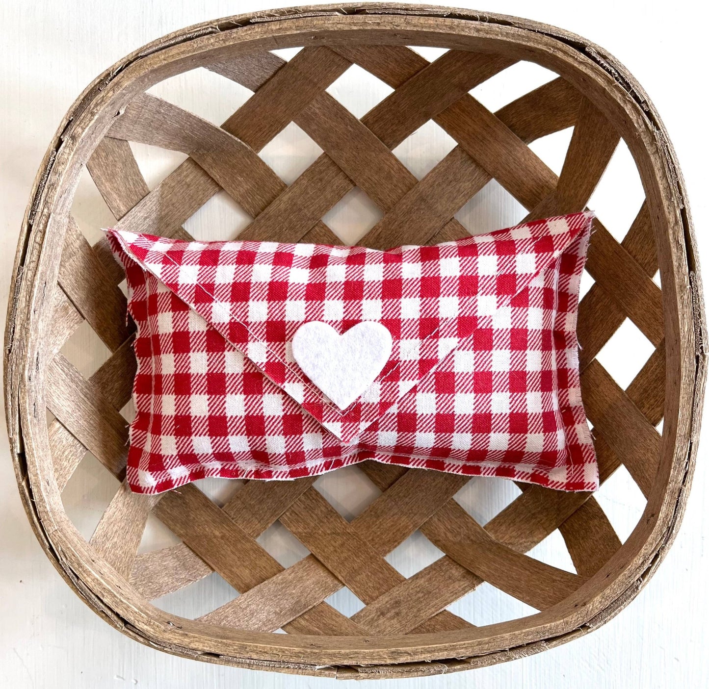 Valentine Love Letter Mini Pillow - Red Check - Veranda Cafe & Mercantile