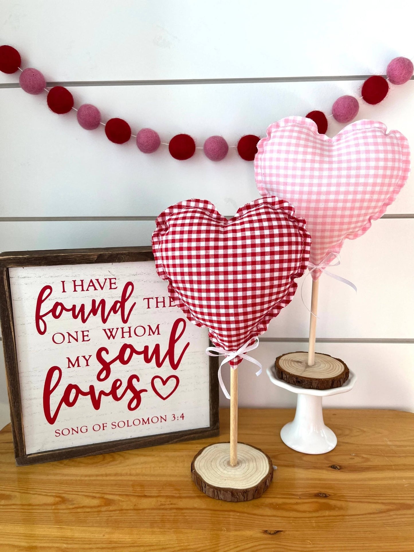 Valentine Rustic Heart Pink Gingham Tree - Veranda Cafe & Mercantile