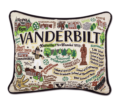 Vanderbilt University Collegiate Embroidered Pillow - Veranda Cafe & Mercantile
