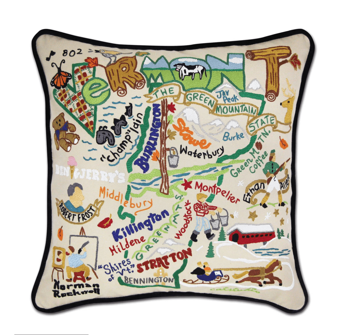 Vermont Hand - Embroidered Pillow - Veranda Cafe & Mercantile
