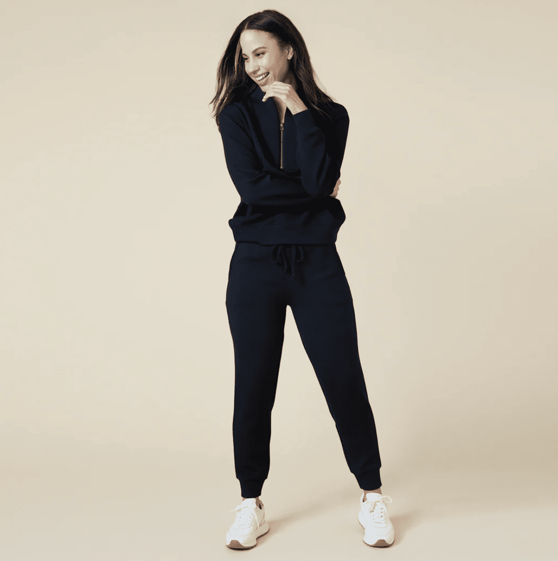 Vintage DreamTech Terry 1/4 Zip with Jogger - Black - Veranda Cafe & Mercantile