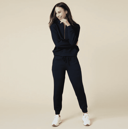 Vintage DreamTech Terry 1/4 Zip with Jogger - Black - Veranda Cafe & Mercantile