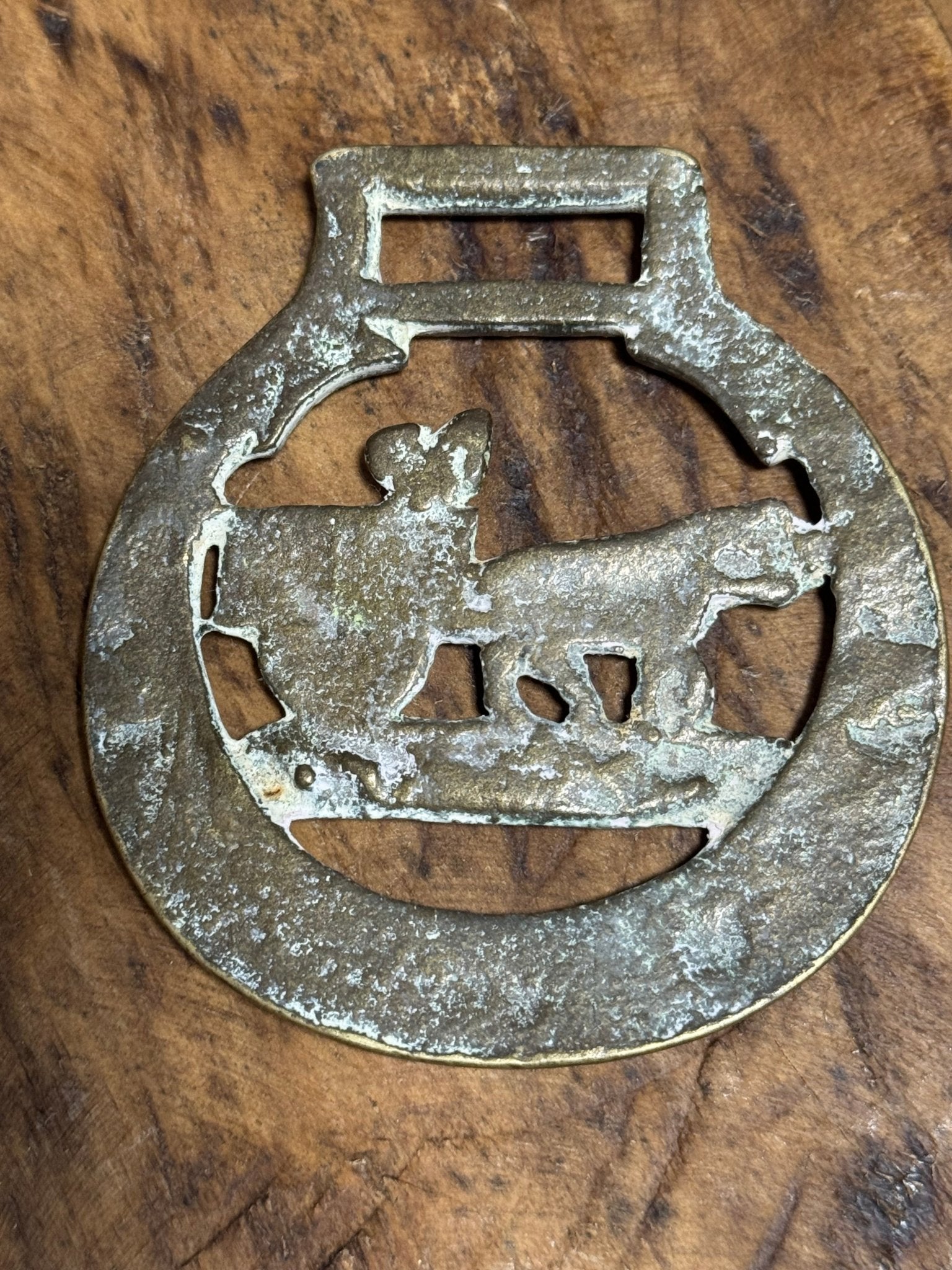 Vintage English Horse Brass Medallion – Horse and Cart Design - Veranda Cafe & Mercantile