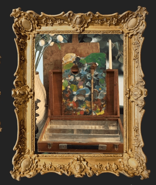 Vintage French Artist Box with Palette & Brush - Veranda Cafe & Mercantile