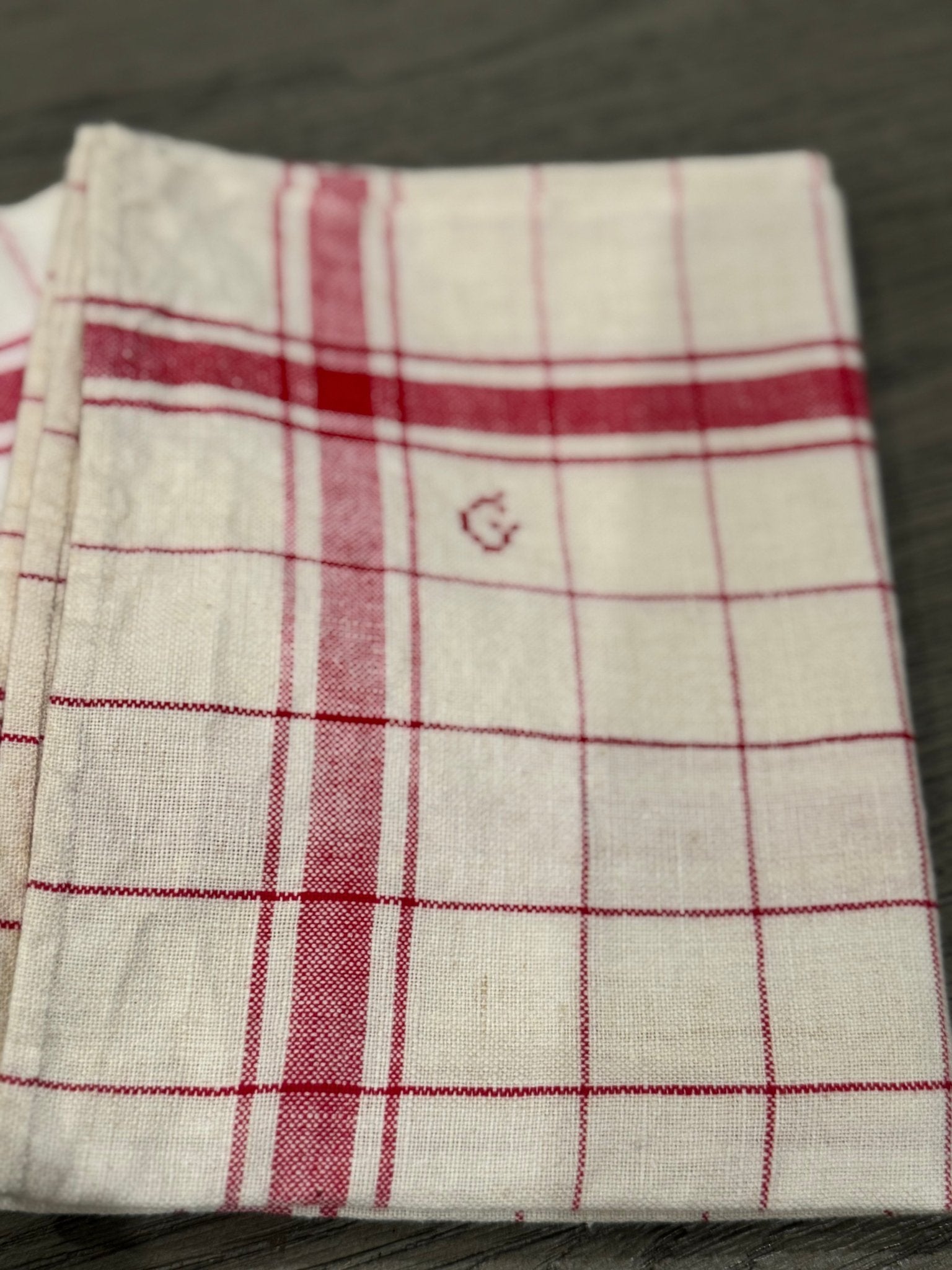 Vintage French Linen Towel - G - Veranda Cafe & Mercantile