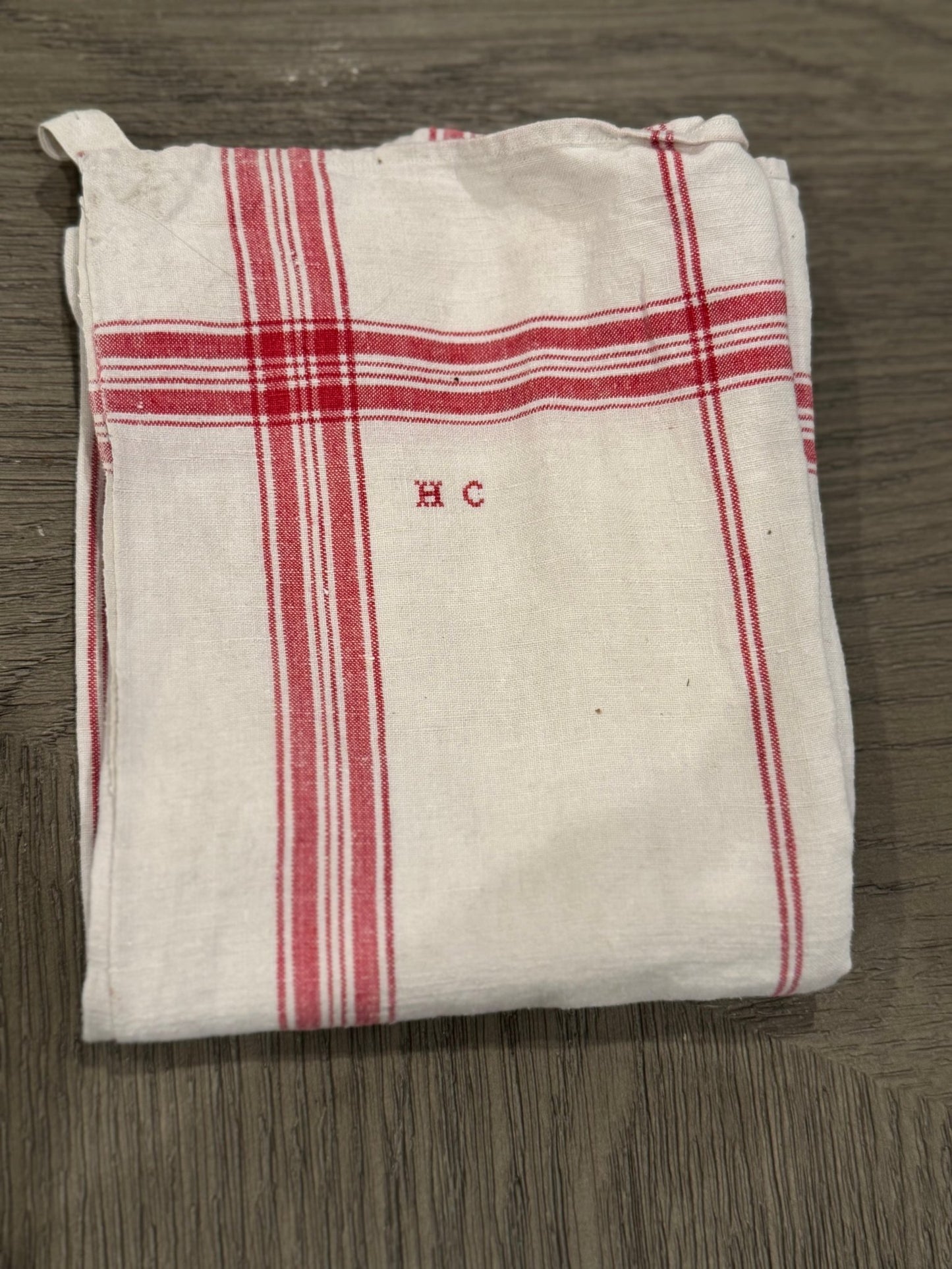 Vintage French Linen Towel - HC - Veranda Cafe & Mercantile