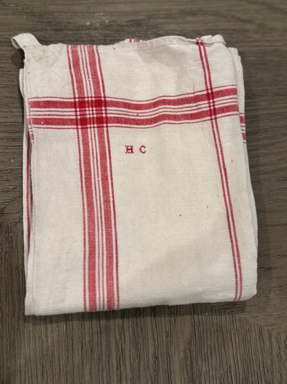 Vintage French Linen Towel - HC - Veranda Cafe & Mercantile