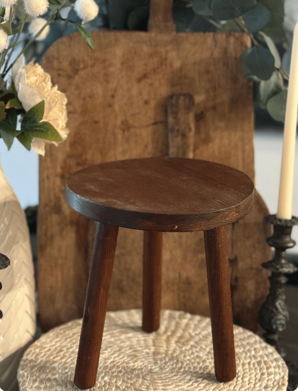Vintage French Milking Stool - Veranda Cafe & Mercantile
