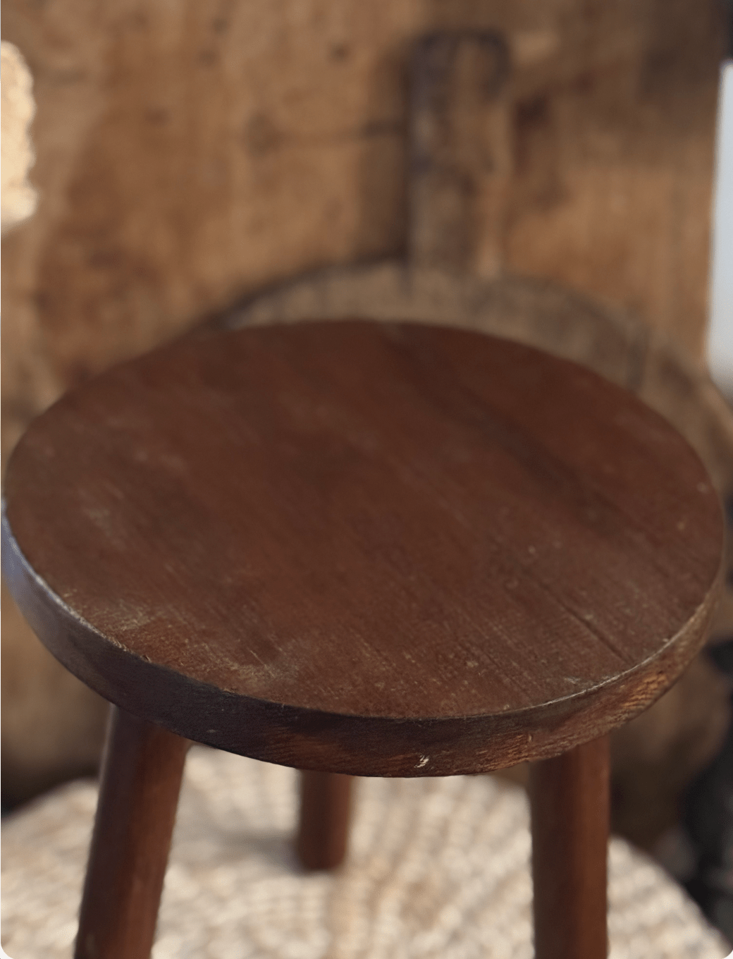 Vintage French Milking Stool - Veranda Cafe & Mercantile