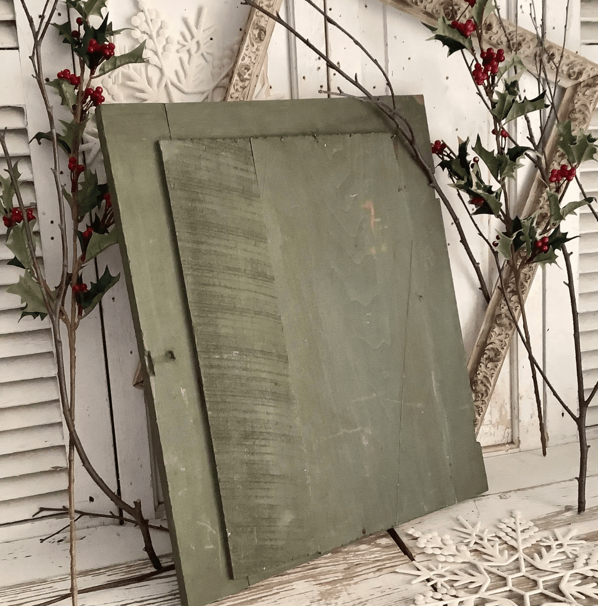 Vintage Green Wood Cabinet Cupboard Door - Veranda Cafe & Mercantile