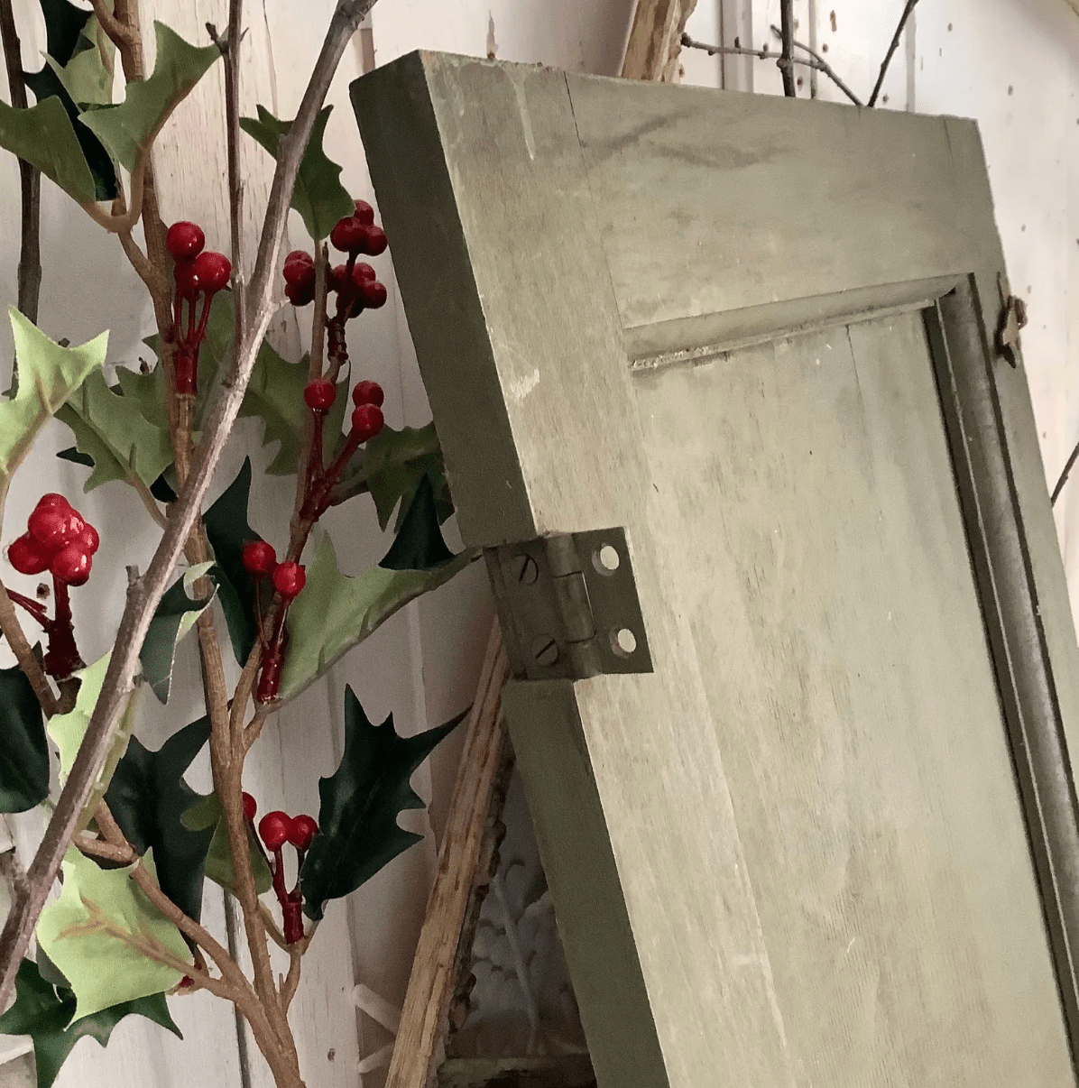 Vintage Green Wood Cabinet Cupboard Door - Veranda Cafe & Mercantile