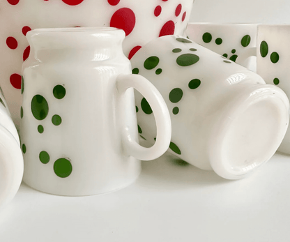 Vintage Hazel Atlas Green Polka Dot Pattern Milk Glass Mug - Veranda Cafe & Mercantile