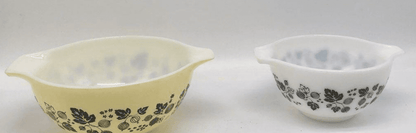 Vintage Pyrex Gooseberry Yellow White Black Cinderella Mixing Bowl Set - Veranda Cafe & Mercantile
