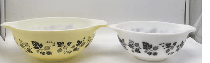 Vintage Pyrex Gooseberry Yellow White Black Cinderella Mixing Bowl Set - Veranda Cafe & Mercantile