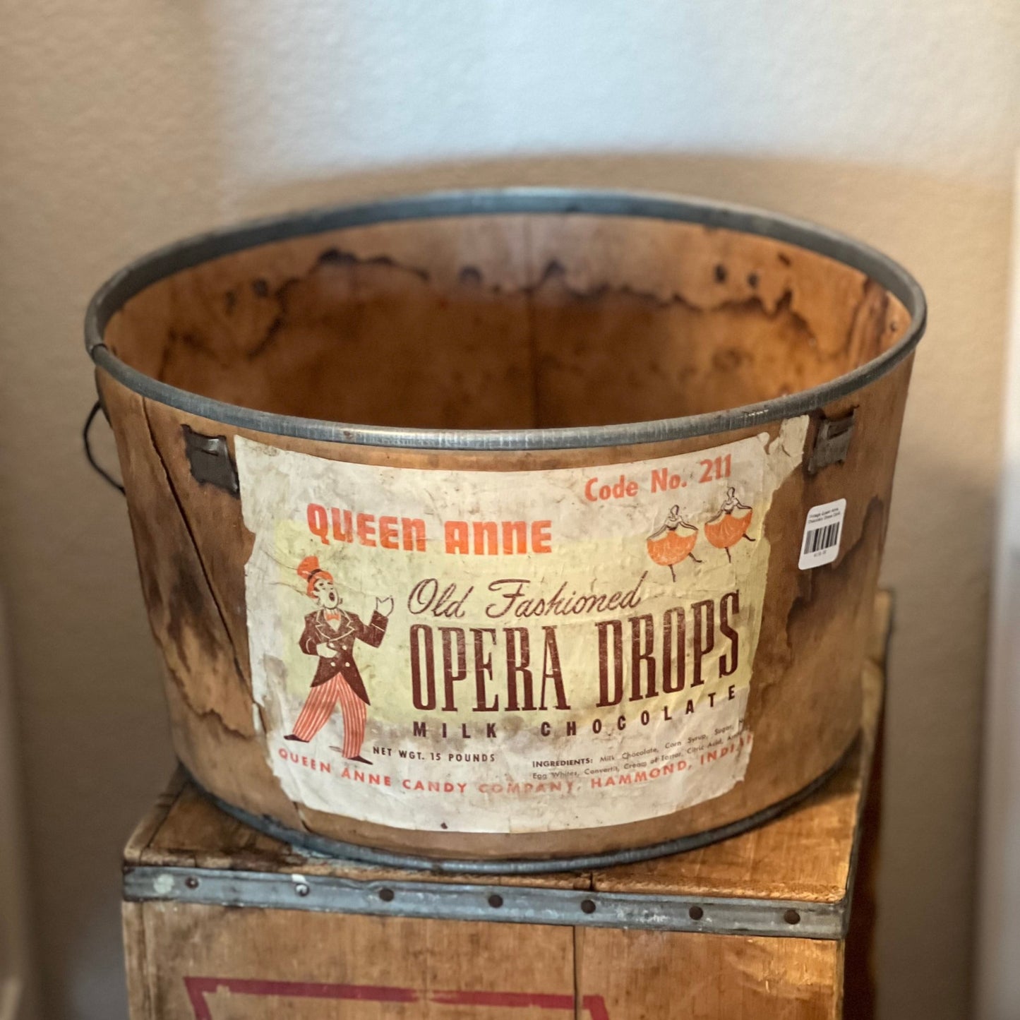 Vintage Queen Anne Chocolate Drops Candy Container Bucket - Veranda Cafe & Mercantile