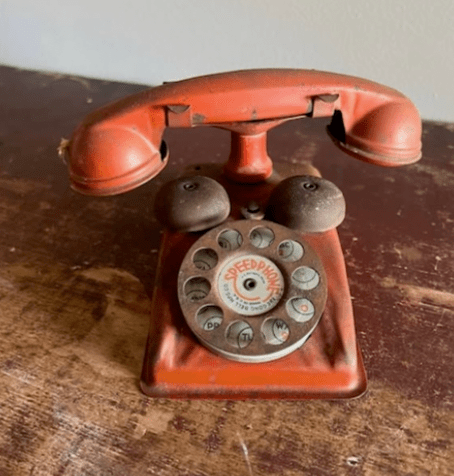 Vintage Red Tin Speedphone Toy Telephone - Veranda Cafe & Mercantile