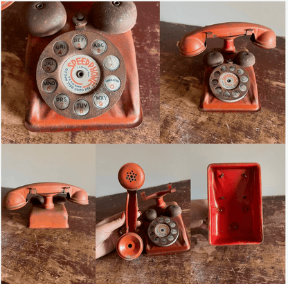Vintage Red Tin Speedphone Toy Telephone - Veranda Cafe & Mercantile