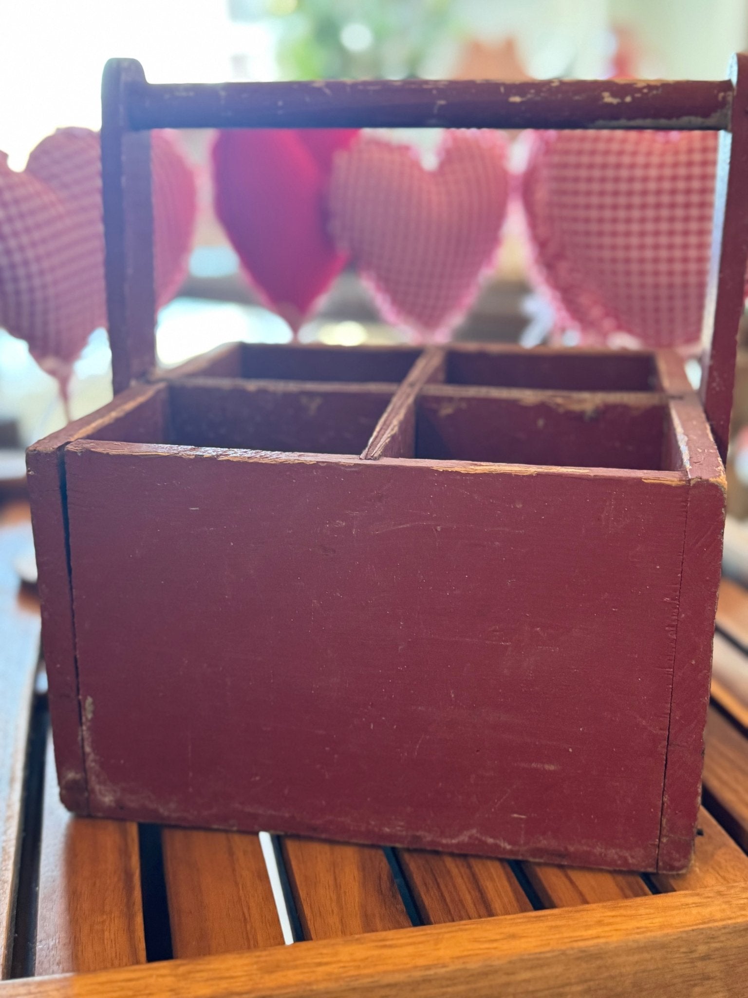 Vintage Red Wood Handled Box - Veranda Cafe & Mercantile