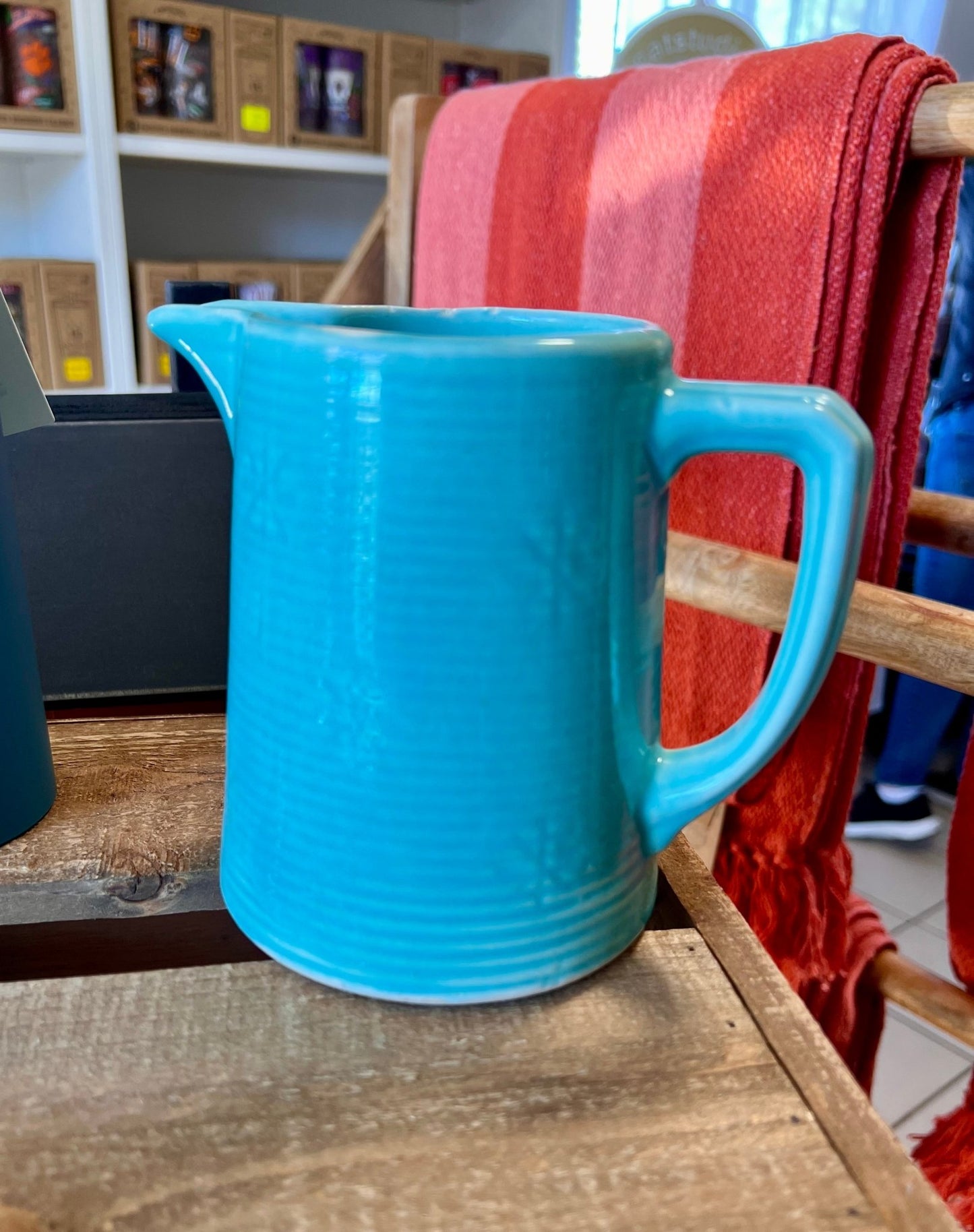 Vintage Ribbed Ceramic Pitcher - Veranda Cafe & Mercantile