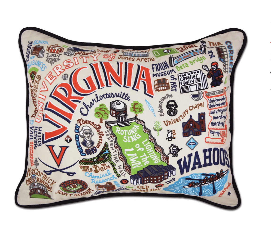 Virginia, University of Embroidered Pillow - Veranda Cafe & Mercantile