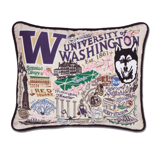 Washington, University of Embroidered Pillow - Veranda Cafe & Mercantile