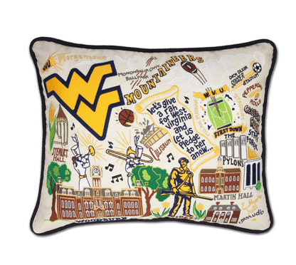 West Virginia University Embroidered Pillow - Veranda Cafe & Mercantile