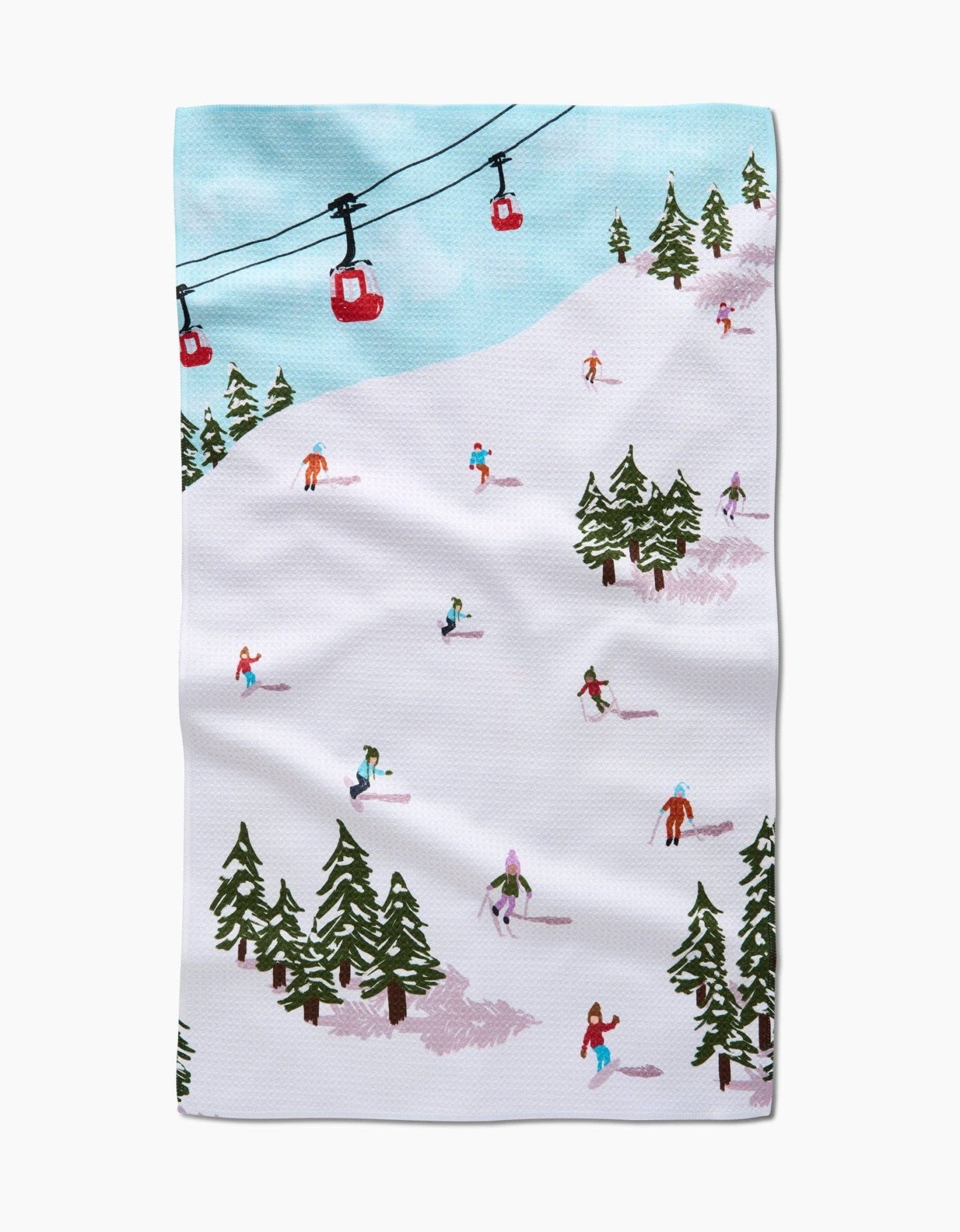 Winter Skiing Trip Tea Towel - Veranda Cafe & Mercantile