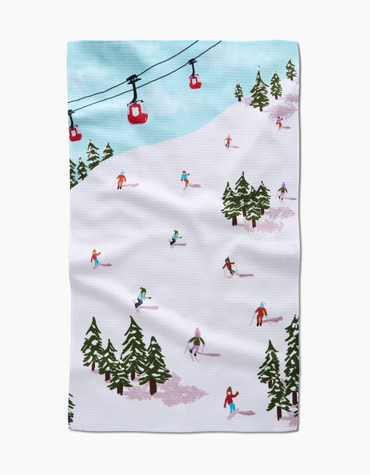 Winter Skiing Trip Tea Towel - Veranda Cafe & Mercantile